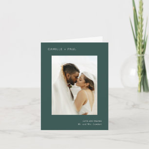 Carte De Remerciements Mariage minimaliste de photo de forêt élégante