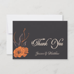 Carte De Remerciements Mariage minimaliste élégant à fleurs orange