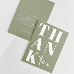 Carte De Remerciements Mariage Minimaliste Élégant Vert Sauge Blanc