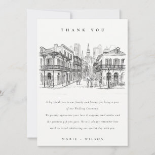 Carte De Remerciements Mariage minimaliste esquisse La Nouvelle-Orléans L