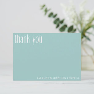 Carte De Remerciements Mariage minimaliste moderne Aqua bleu personnalisé