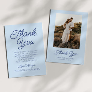 Carte De Remerciements Mariage Minimaliste Moderne Bleu