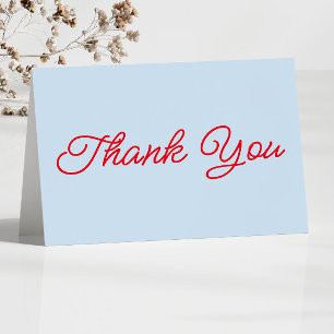 Carte De Remerciements Mariage Minimaliste Moderne Bleu Rouge