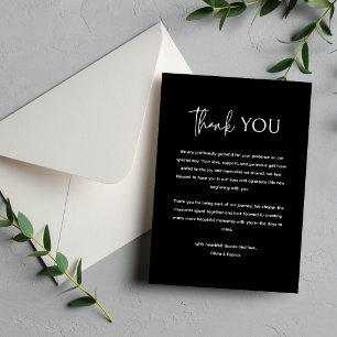 Carte De Remerciements Mariage Minimaliste Moderne Simple Noir et Blanc