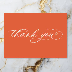 Carte De Remerciements Mariage minimaliste moderne Sunset Orange Script