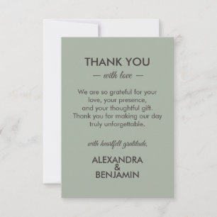 Carte De Remerciements Mariage minimaliste moderne Vert sauge intempore