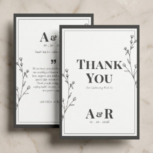 Carte De Remerciements Mariage Minimaliste Noir & Blanc
