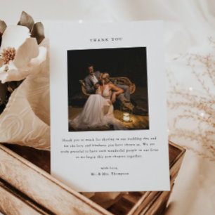 Carte De Remerciements Mariage minimaliste noir et blanc à 2 photos