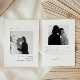 Carte De Remerciements Mariage minimaliste noir et blanc personnalisé ave