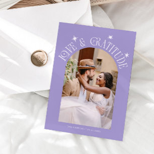 Carte De Remerciements Mariage minimaliste Photo de remerciement en lilas
