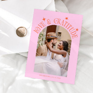 Carte De Remerciements Mariage minimaliste Photo Orange Rose Amour & Grat