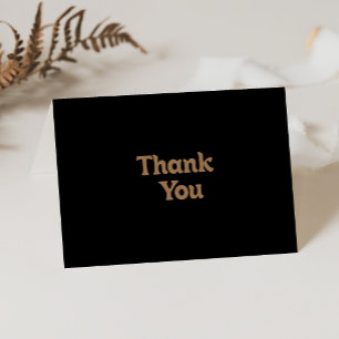 Carte De Remerciements Mariage minimaliste plié classique Or Noir