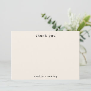 Carte De Remerciements Mariage minimaliste rétro machine à écrire ivoire 