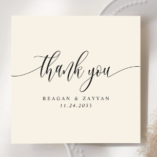 Carte De Remerciements Mariage Minimaliste Script Ivory Cream