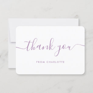 Carte De Remerciements Mariage minimaliste script lilas Fête prénatale An