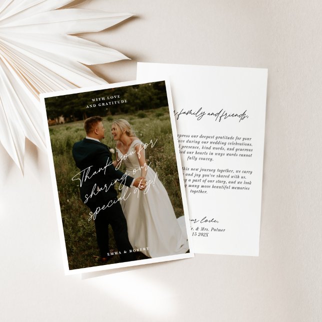 Carte de remerciements Mariage minimaliste simple  (Simple Modern Minimalist Wedding Thank You Card)