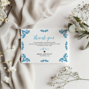 Carte De Remerciements Mariage Minimaliste Turquoise Talavera Mexicaine