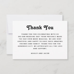 Carte De Remerciements Mariage Minimaliste Typographie Moderne Élégante