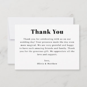 Carte De Remerciements Mariage Minimaliste   Typographie Neutre Moderne