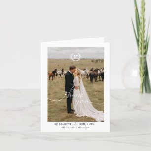 Carte De Remerciements Mariage moderne 2 photo blanc