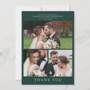 Carte De Remerciements Mariage moderne 3 photos écrites à la main