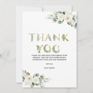 Carte De Remerciements mariage moderne à la verdure d'eucalyptus