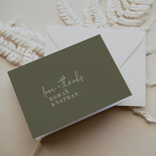 Carte De Remerciements Mariage moderne chic vert olive plié