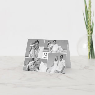 Carte De Remerciements Mariage moderne de monogramme de photo multi