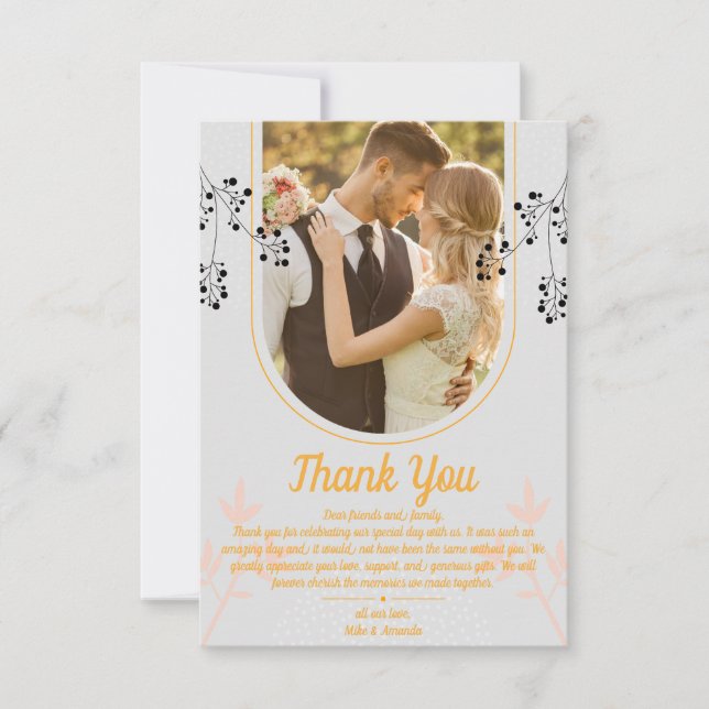 Carte de remerciements Mariage moderne et Customis (Devant)