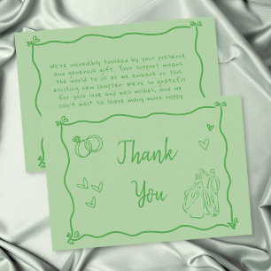 Carte De Remerciements Mariage Moderne Fantaisiste avec Cœur Dessiné à la
