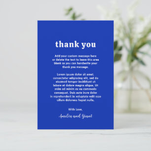 Carte De Remerciements Mariage Moderne Fonte Saphir Bleu Rétro