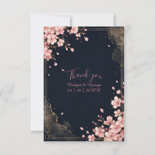 Carte De Remerciements Mariage Moderne Luxueux Fleur de Sakura