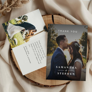 Carte De Remerciements Mariage Moderne Minimaliste avec Texte Personnalis