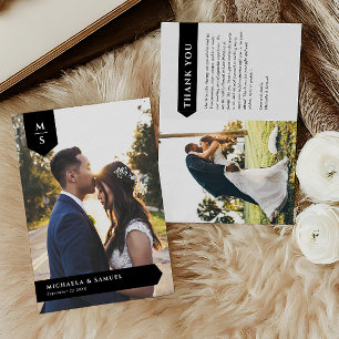 Carte De Remerciements Mariage Moderne Minimaliste avec Texte Personnalis