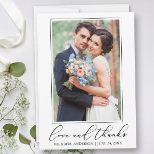 Carte De Remerciements Mariage Moderne Minimaliste Calligraphie Aimer Pho