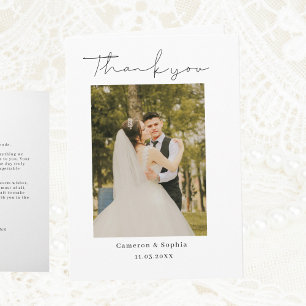 Carte De Remerciements Mariage Moderne Minimaliste de Collage de Photo de