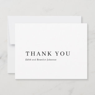Carte De Remerciements Mariage Moderne Minimaliste Noir et Blanc