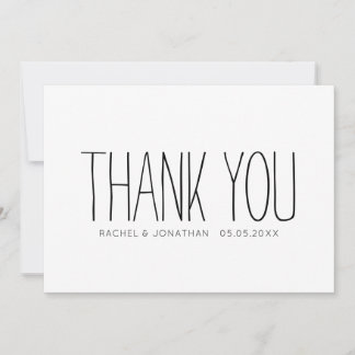 Carte De Remerciements Mariage moderne minimaliste noir et blanc