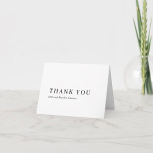 Carte De Remerciements Mariage Moderne Minimaliste Noir et Blanc