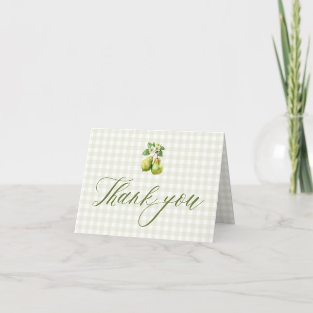 Carte De Remerciements Mariage Moderne Parfait avec Gingham Vert (Devant)