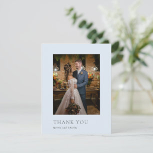 Carte De Remerciements Mariage Moderne Photo Bleu Poudre Élégant