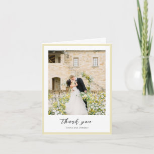 Carte De Remerciements Mariage Moderne Photo Jaune Beurre Élégant