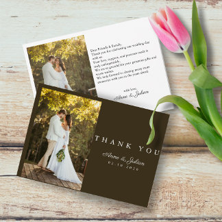 Carte De Remerciements Mariage Moderne Photo Marron Paysage Note W