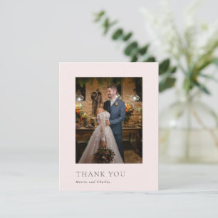 Carte De Remerciements Mariage Moderne Photo Rose Élégant
