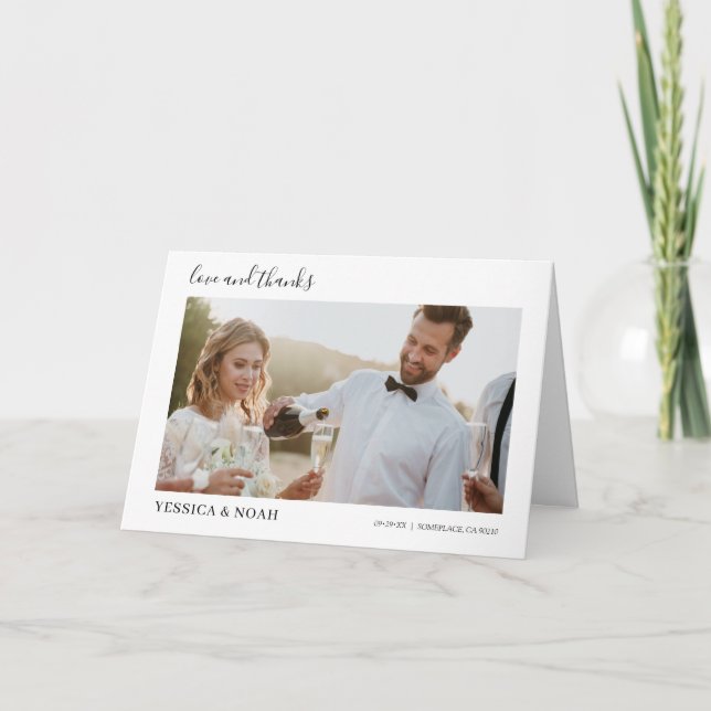 Carte De Remerciements mariage moderne simple Handwriiten Script 6-Photo (Devant)