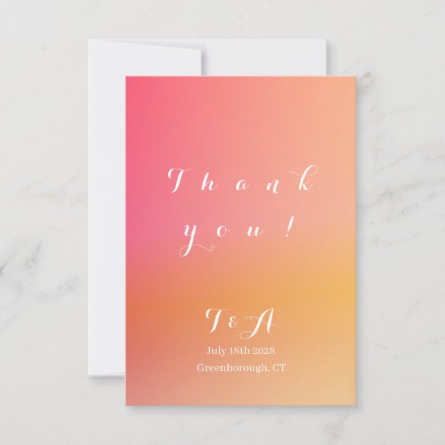 Carte De Remerciements Mariage moderne Sunset Ombre (Devant)