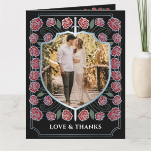 Carte De Remerciements Mariage Monogramme Imaginaire Silver Sword Shield