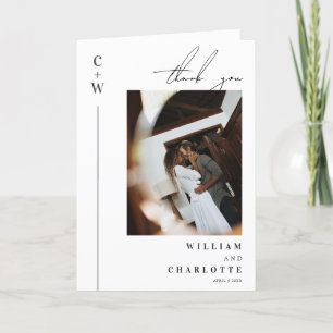 Carte De Remerciements Mariage monogramme minimaliste et chic