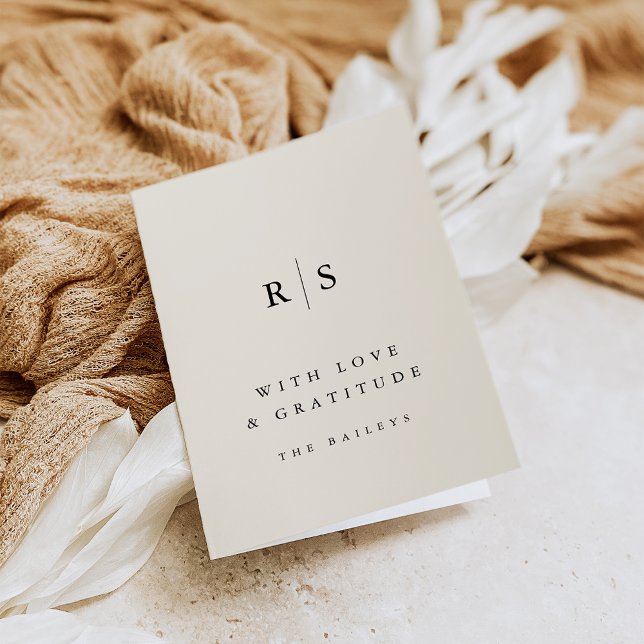 Carte De Remerciements Mariage Monogramme noir & écrin classique (Créateur téléchargé)