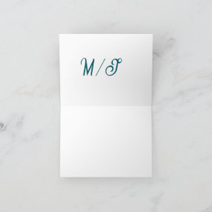 Carte De Remerciements Mariage monogramme turquoise couple nom simple sty